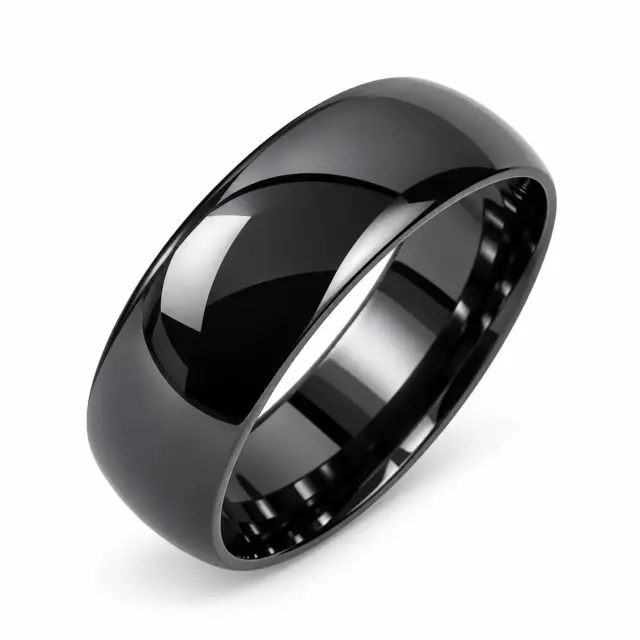 Black Zirconium 6mm Ezi-Fit Half Round Wedding Band – High Polish Finish - EZIHHR-6