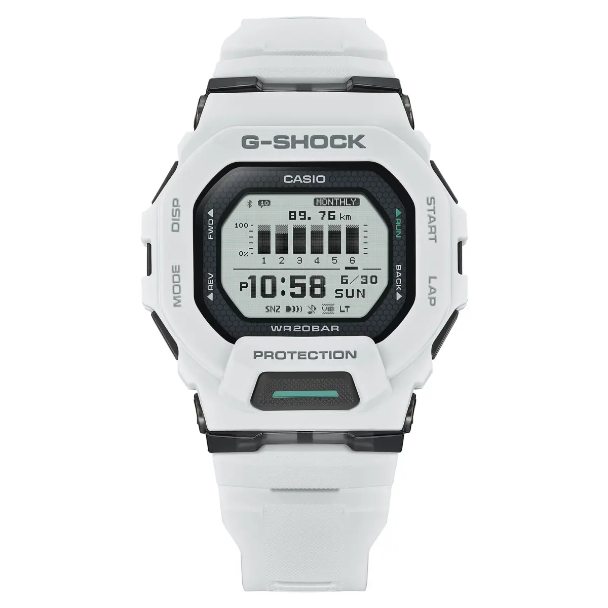 G-Shock G-SQUAD GBD200-7D White Digital Bluetooth Sports Watch – 200M Water Resistant