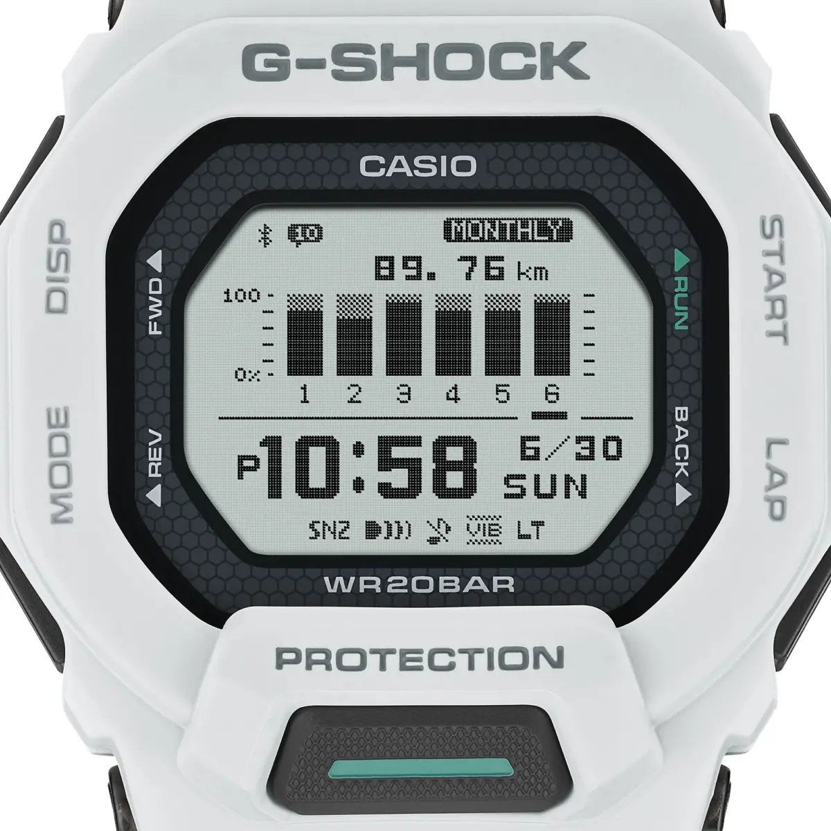 G-Shock G-SQUAD GBD200-7D White Digital Bluetooth Sports Watch – 200M Water Resistant