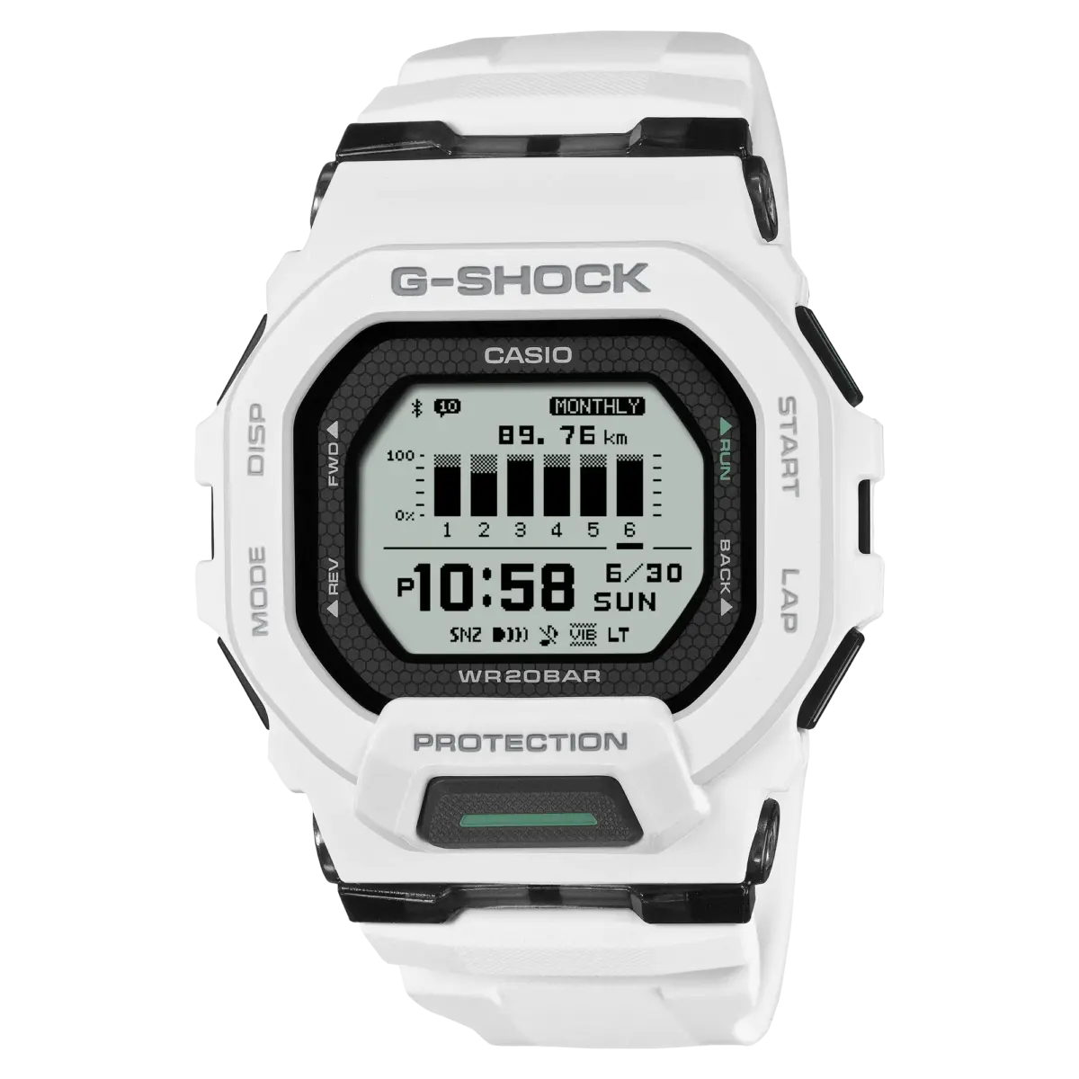 G-Shock G-SQUAD GBD200-7D White Digital Bluetooth Sports Watch – 200M Water Resistant