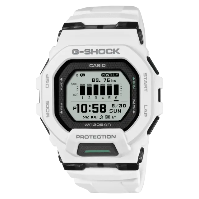 G-Shock G-SQUAD GBD200-7D White Digital Bluetooth Sports Watch – 200M Water Resistant