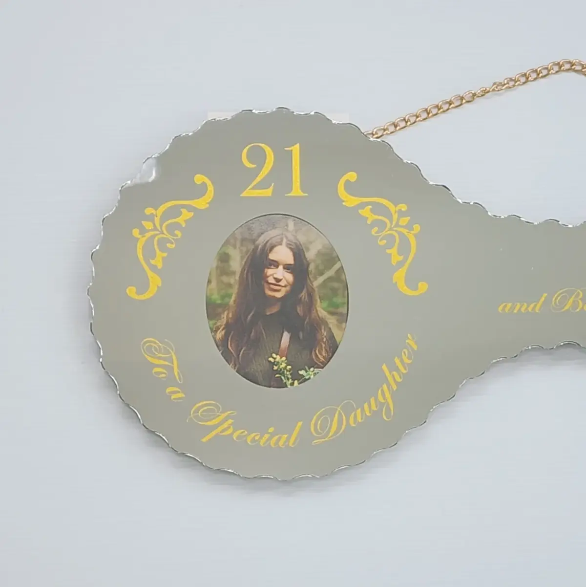 Golden Print Mirrored Glass 21st Birthday Key – To a Special Daughter - SJ2402F
