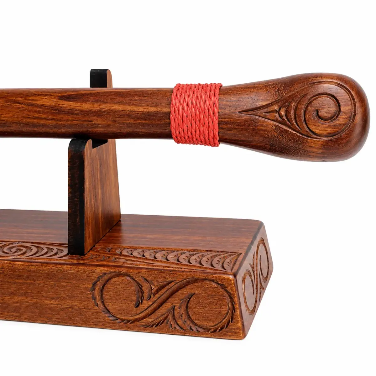 Hand Carved Māori Hoe Waka Paddle on Solid Timber Display Stand 550mm | Made in New Zealand - WM540