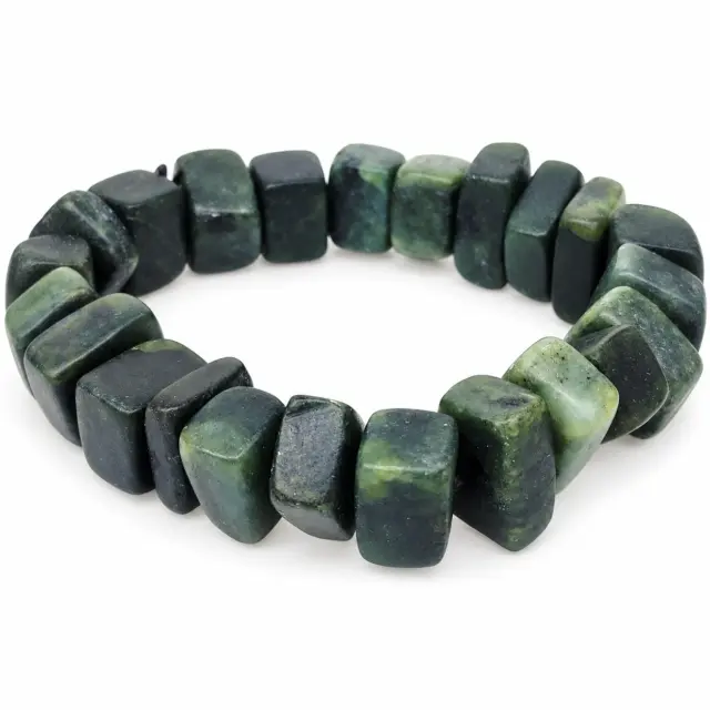 New Zealand Natural Greenstone Chunky Chip Stretch Bracelet – 20cm - HPBC04