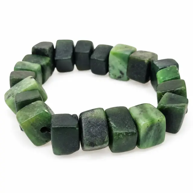 New Zealand Natural Greenstone Chunky Chip Stretch Bracelet – 20cm - HPBC06