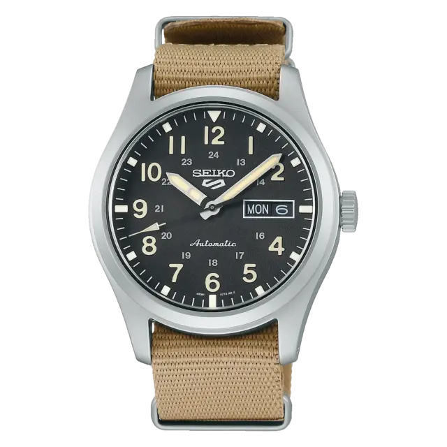Seiko 5 Sports Field Series Men's Automatic Watch – Black Dial, Stainless Steel Case & Nylon Strap – SRPG35K1