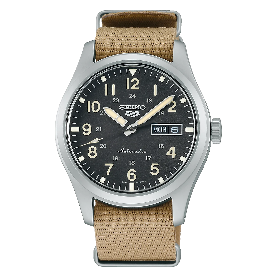 Seiko 5 Sports Field Series Men's Automatic Watch – Black Dial, Stainless Steel Case & Nylon Strap – SRPG35K1