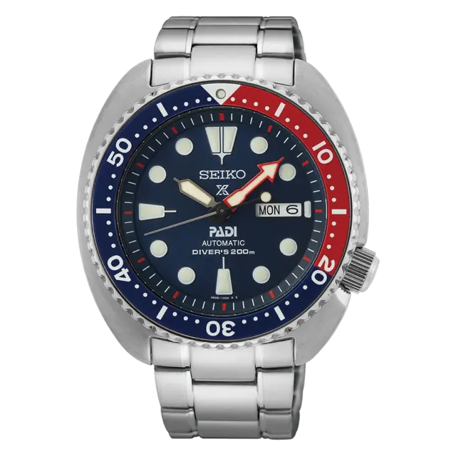 Seiko Prospex Sea Turtle Men's Automatic Diver's Watch – Blue Dial, Pepsi Bezel, Stainless Steel Bracelet, 200M Water Resistant – SRPE99K1