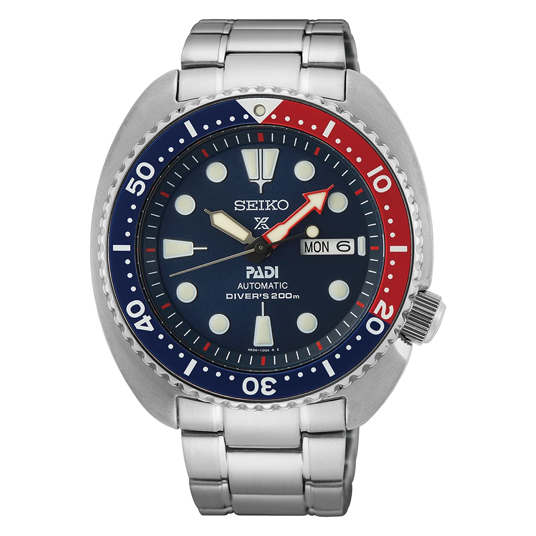 Seiko Prospex Sea Turtle Men's Automatic Diver's Watch – Blue Dial, Pepsi Bezel, Stainless Steel Bracelet, 200M Water Resistant – SRPE99K1