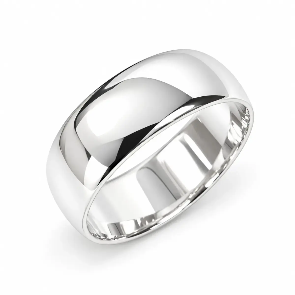 Solid Sterling Silver 8mm Half Round Plain Wedding Band – 925 Silver - SS8MM