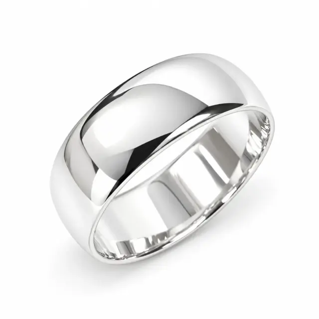 Solid Sterling Silver 8mm Half Round Plain Wedding Band – 925 Silver - SS8MM