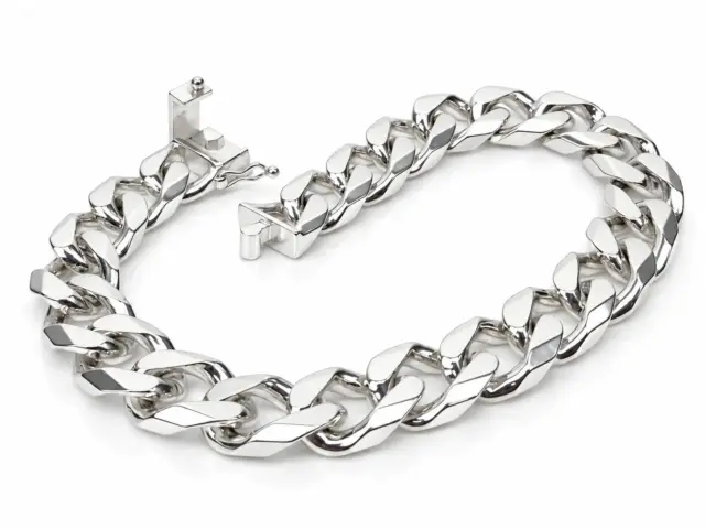 Sterling Silver Solid Curb Link Bracelet – 21cm | 10.20mm Wide | 40g | Box Clasp | Made in New Zealand - SSB16