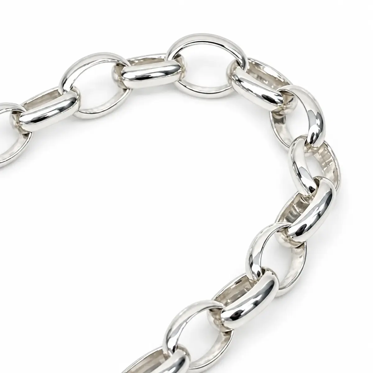 Sterling Silver Oval Belcher BO4 Bracelet with CZ Set Puff Heart Locket & Safety Chain – 19cm | 19g - SSBO4BW/PB5