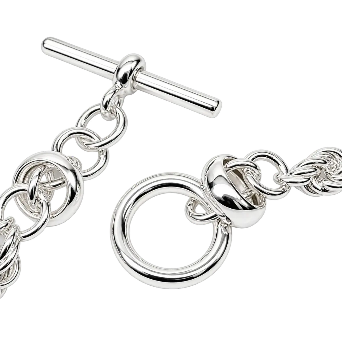 Sterling Silver Rope Design Bracelet – 19cm | 10.40mm Wide | T-Bar & Ring Clasp | Made in Italy - 5B0048-19