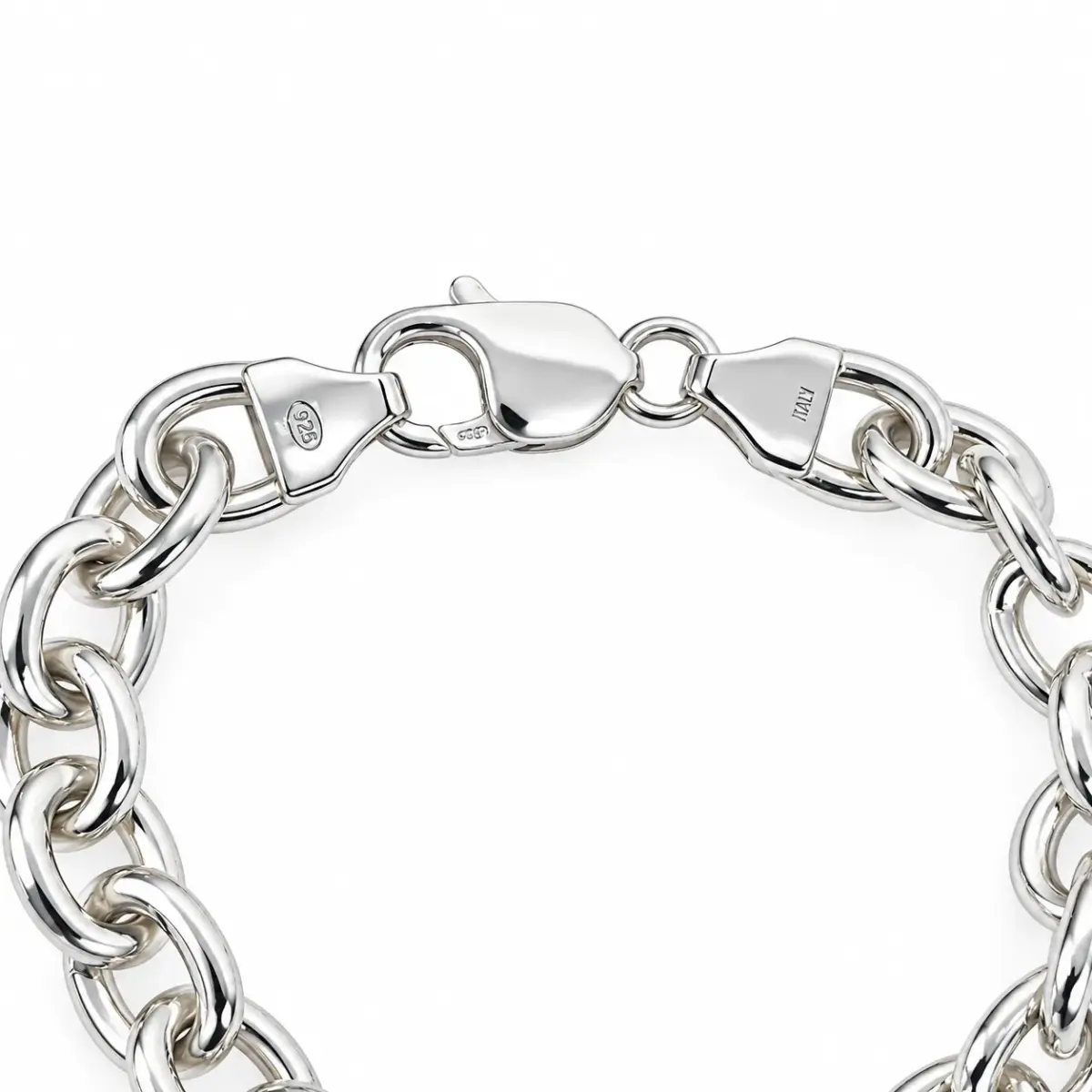 Sterling Silver Solid Cable Link Bracelet with CZ Set Flat Heart Charm – 19cm | 35g | Made in New Zealand - SSB1CHARM