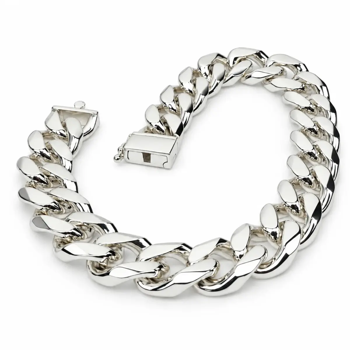 Sterling Silver Solid Curb Link Bracelet 20cm – 43g | Box Clasp | NZ Made | SSBSCD300BL