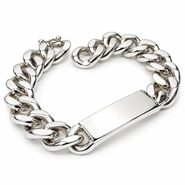 Sterling Silver Solid Curb Link ID Bracelet – 22cm | 105g | New Zealand Made - SSCH61D