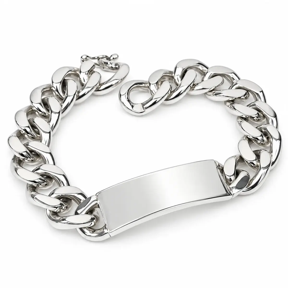 Sterling Silver Solid Curb Link ID Bracelet – 22cm | 105g | New Zealand Made - SSCH61D