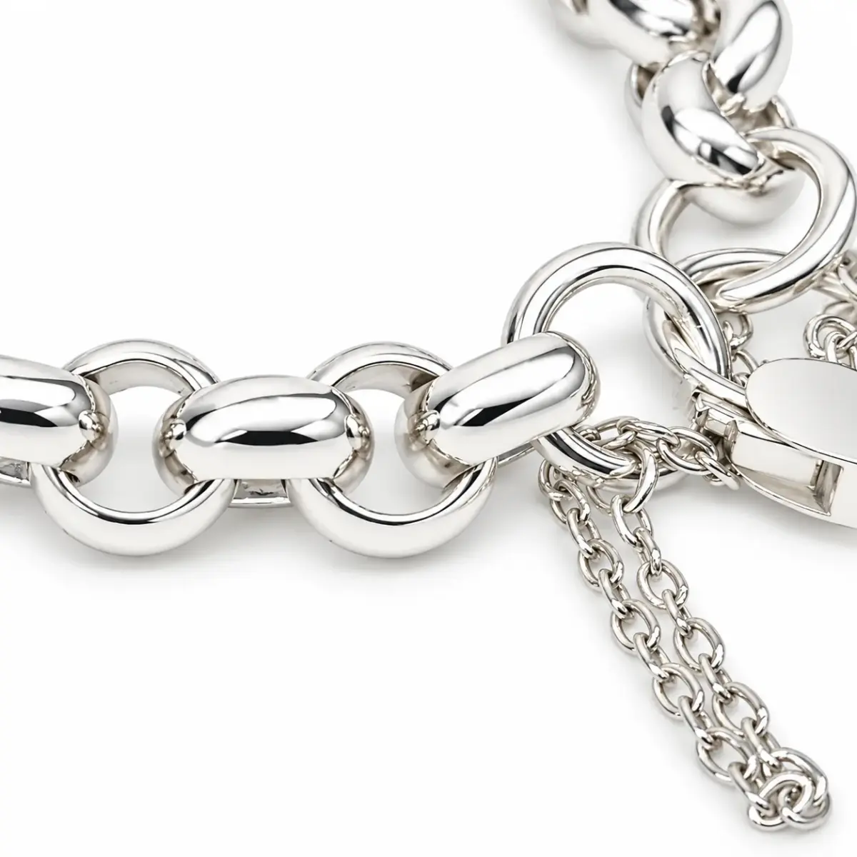 Sterling Silver Solid Round Belcher Bracelet with 18mm Heart Padlock & Safety Chain – 19cm | 46g | Made in New Zealand - SSBH5PB