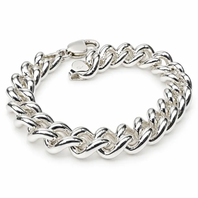 Sterling Silver Solid Round Curb Link Bracelet 21cm – 57g | Parrot Clasp | NZ Made | SSC300BL