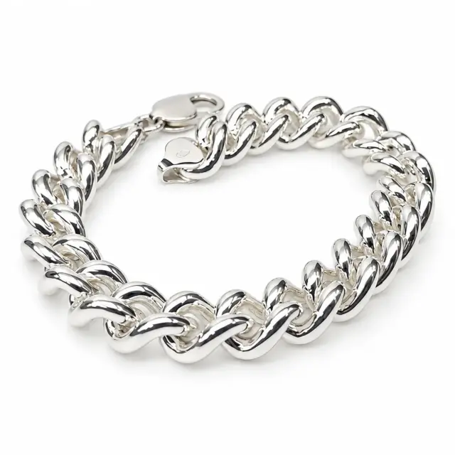 Sterling Silver Solid Round Curb Link Bracelet 21cm – 57g | Parrot Clasp | NZ Made | SSC300BL