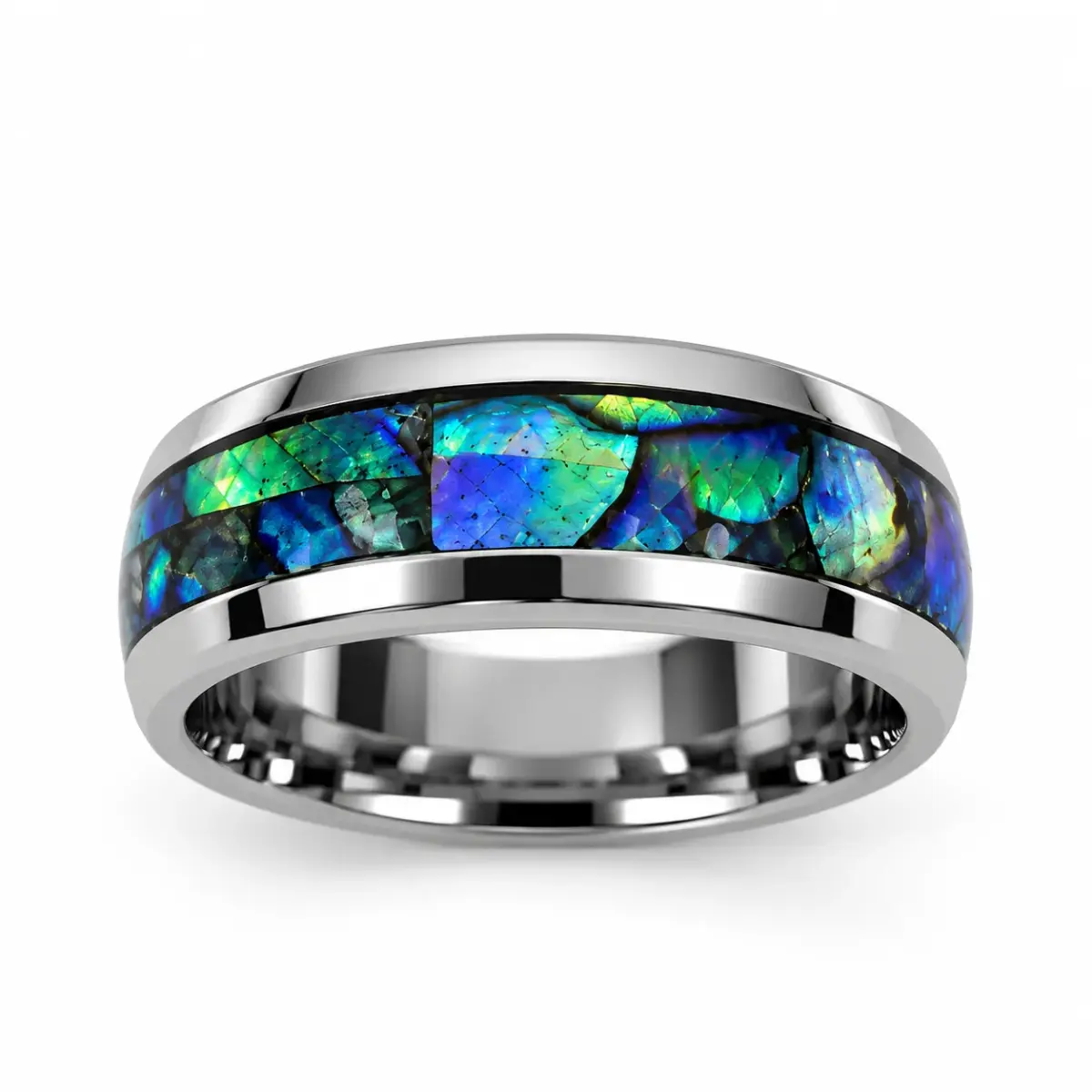 Tungsten Carbide Ring with Genuine NZ Paua Shell Inlay – 8mm - TBRP8